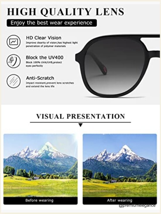 Retro Square Aviator Vintage Double Bridge Sunglasses main image 6
